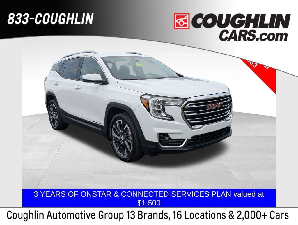 2022 GMC Terrain SLT in Summit White — front three-quarter view
